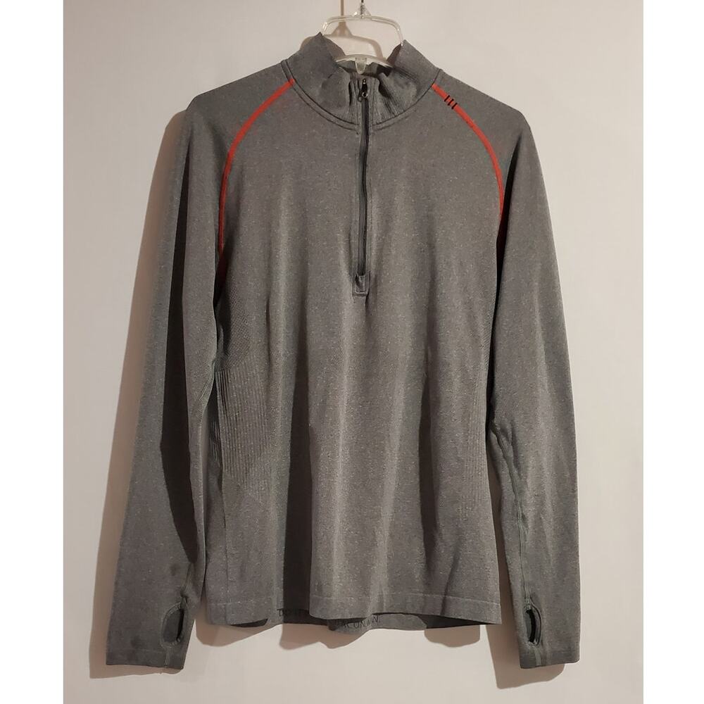 Lululemon Mens MVT Metal Vent Tech Long Sleeve 1/2 Zip Pullover Size M Gray Red